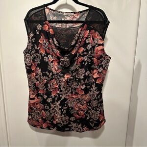 Roz & Ali Floral Black and Mauve Women's Top